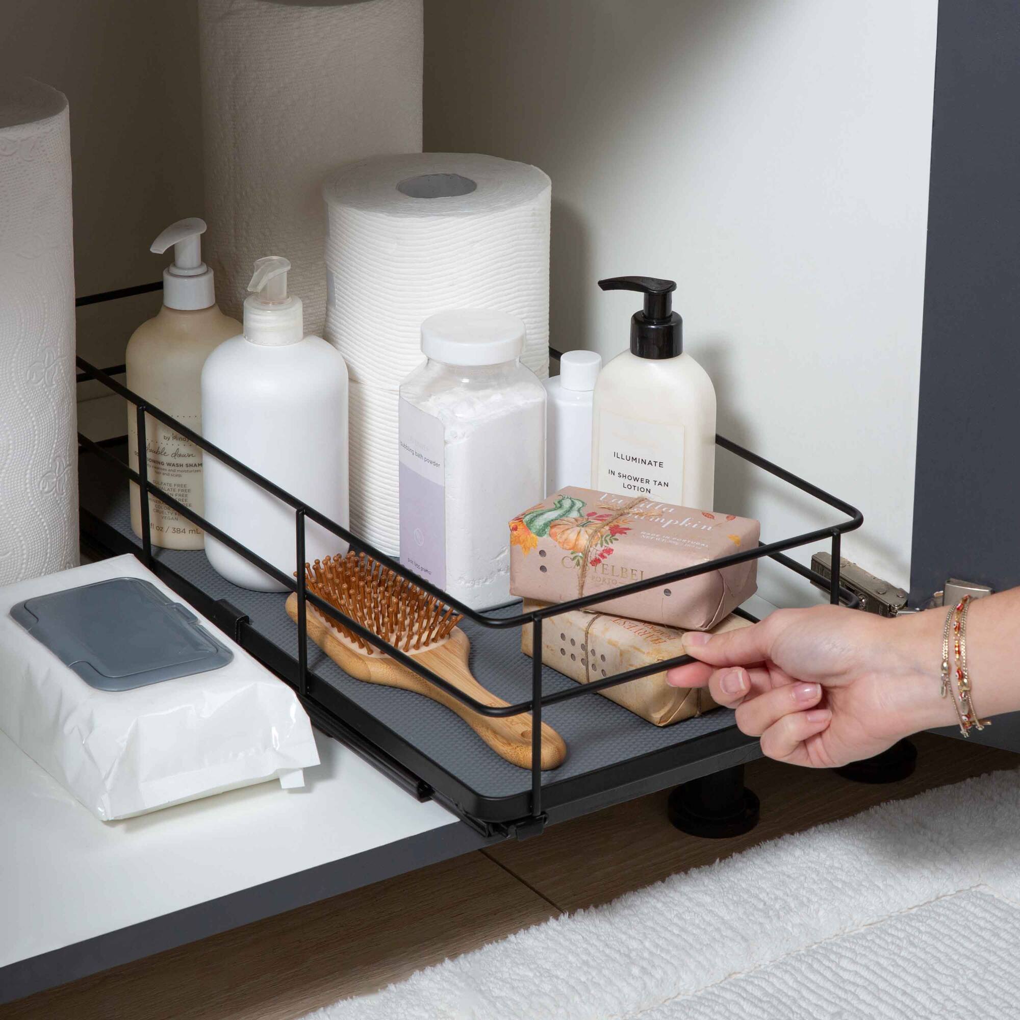 Organize It All Matte Black Slide Out Shelf Organizer